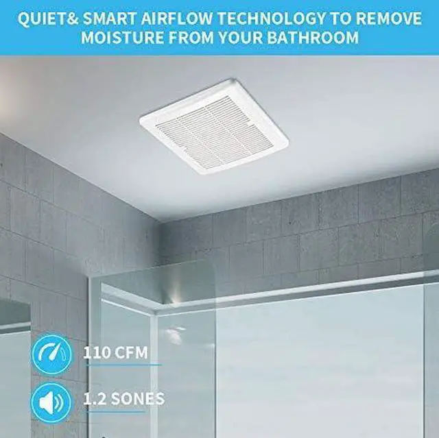 Alt view image 3 of 7 - Super Quiet 110 CFM, 1.2 Sone Bathroom Ventilation and Exhaust Fan with Humidity Sensor, No Attic access Needed Installation, Ceiling Mounted Fan,White