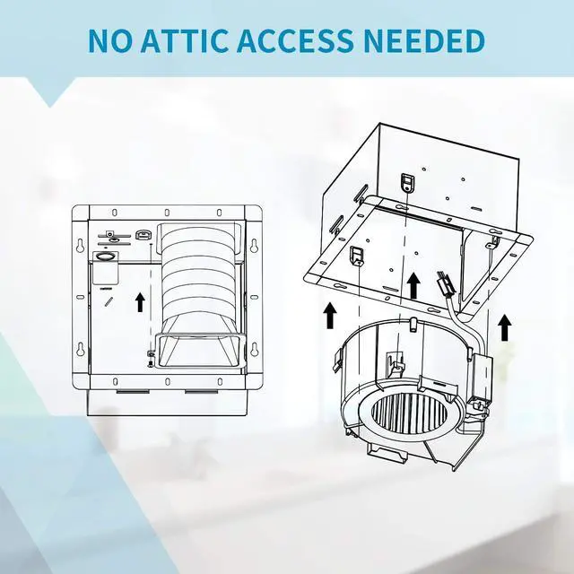Alt view image 7 of 7 - Super Quiet 110 CFM, 1.2 Sone Bathroom Ventilation and Exhaust Fan with Humidity Sensor, No Attic access Needed Installation, Ceiling Mounted Fan,White