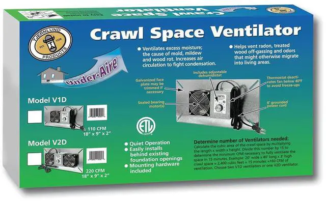 Alt view image 3 of 4 - V2D Underaire Crawlspace Ventilator Fan Moisture Reducing 220 CFM