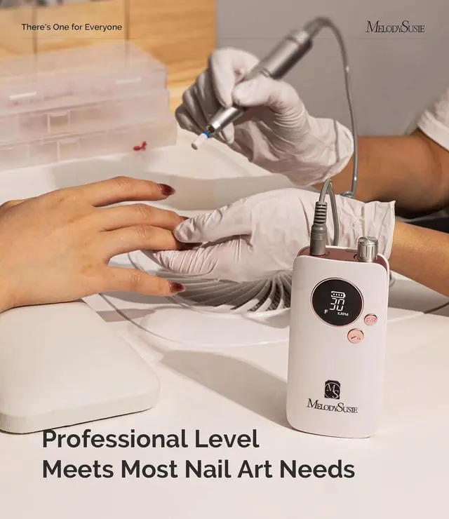 Alt view image 6 of 7 - Portable Nail Drill 30000 RPM,SC320F Professional Recharable Electric Nail le,Cordless Nail E le for Acrylic Nails l Polishing Removing,Ele Nail Kit for Manicure Salon Home,Rose
