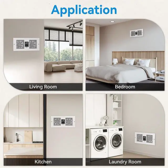 Alt view image 6 of 6 - Room to Room Fan with Remote Control, 300CFM Through Wall Vent Fan, 5-Speed Ventilation, with Temperature Control, for Kitchen, Laundry, Hardwired, RTR300
