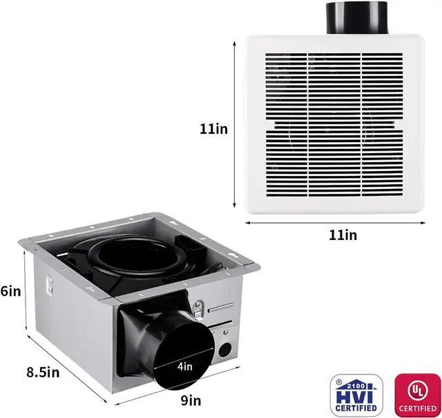 Alt view image 3 of 7 - Bathroom fan 110 CFM, 1.2Sone No Attic access Needed Installation,Very Quiet Bath Ventilation and Exhaust Fan, Ceiling Mounted Fan,White Plastic Grille