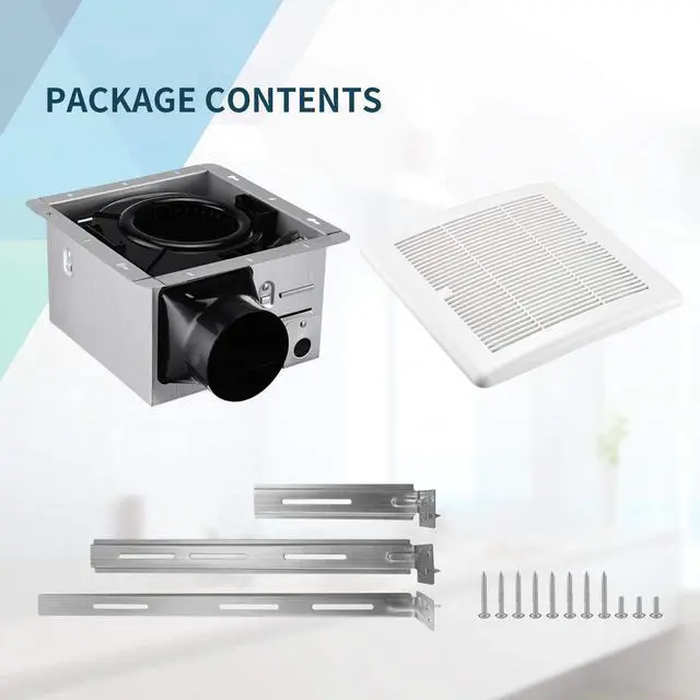 Alt view image 6 of 7 - Bathroom fan 110 CFM, 1.2Sone No Attic access Needed Installation,Very Quiet Bath Ventilation and Exhaust Fan, Ceiling Mounted Fan,White Plastic Grille