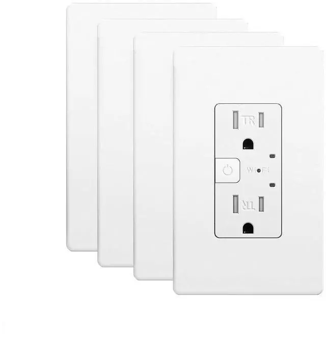 Main image of Smart Wall Outlet, Smart Tamper Resistant Outlet Compatible with Alexa and Google Assistant, Remote Control, ETL & FCC Approvel Samrt Receptacle, Requires 2.4 GHz Wi-Fi, No Hub Required, 4Pack