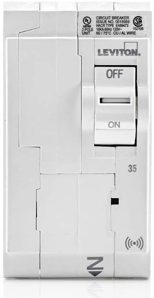 Alt view image 2 of 3 - 35A 2-Pole Plug-On Smart Standard Branch Circuit Breaker, Hydraulic Magnetic, 120/240 VAC, LB235-S, White by DT