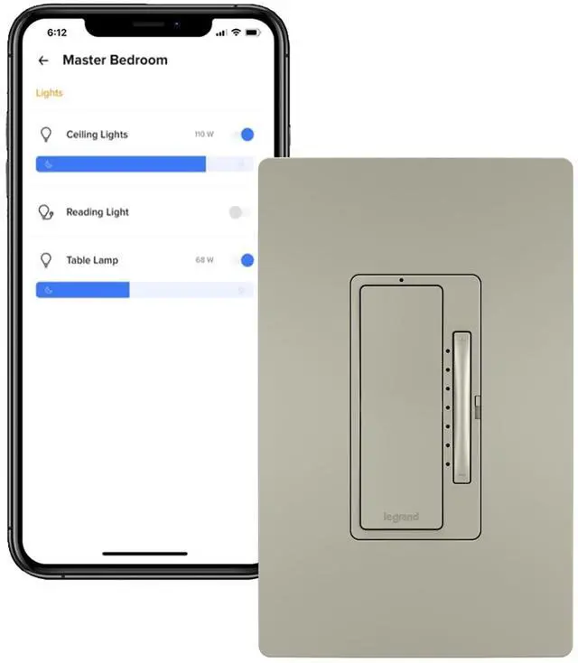 Main image of Legrand Radiant WNRL50NI Smart Tru-Universal Dimmer with Netatmo, Compatible Alexa, Google Assistant & Apple it, Nickel (1 Count) by DT