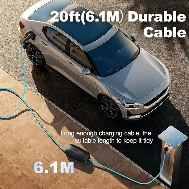 Alt view image 6 of 7 - Ll 1&2 EV Charger, Electric Vehicle Portable Charger with 20FT Cable, 3.5KW 16Amp Home Car Charging Station, 110V-240V NEMA 6-20 & 5-15 Plug Adapter, for All SAE J1772 by DT