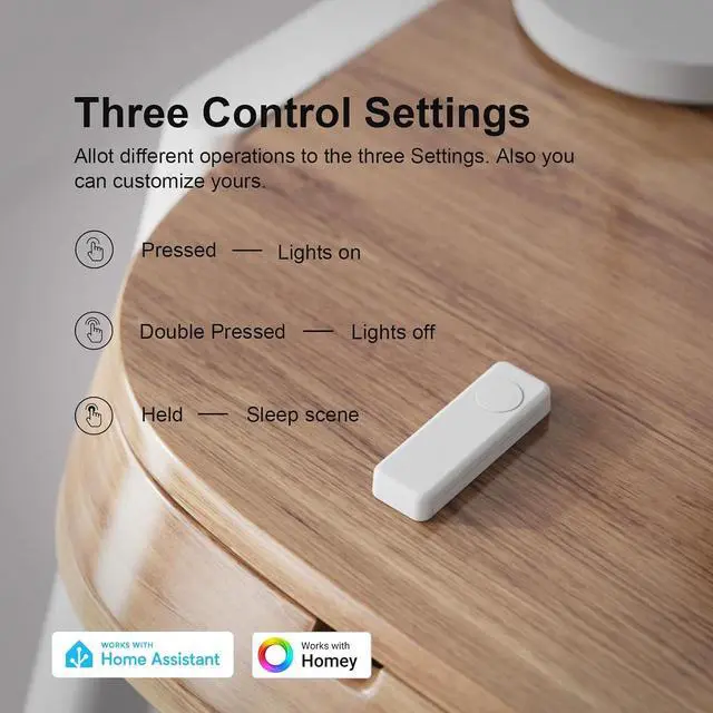 Alt view image 2 of 6 - ZigBee Smart Button 4 Pack, 3-Way Remote Control, Require Zigbee hub, Work with SmartThings, Aeotec, Hubitat, Home Assistant, Third Reality Hub, Battery Included.