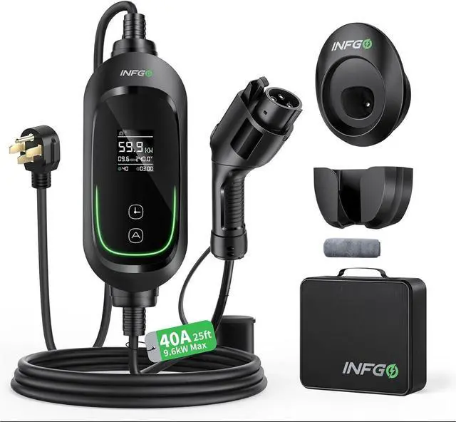 Main image of Ll 2 EV Charger, 40 Amp, Portable Charger for Home, J1772, 25ft Cable, 240V, Charging Stations with LED Display and Breath  Indicator, NEMA14-50 Plug by DT