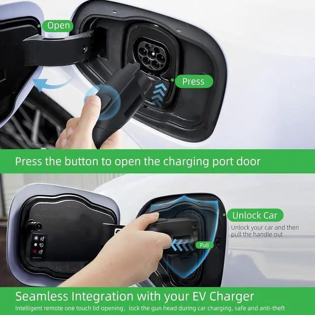 Alt view image 5 of 7 - Ll 2 EV Charger, 40 Amp, Portable Charger for Home, J1772, 25ft Cable, 240V, Charging Stations with LED Display and Breath  Indicator, NEMA14-50 Plug by DT