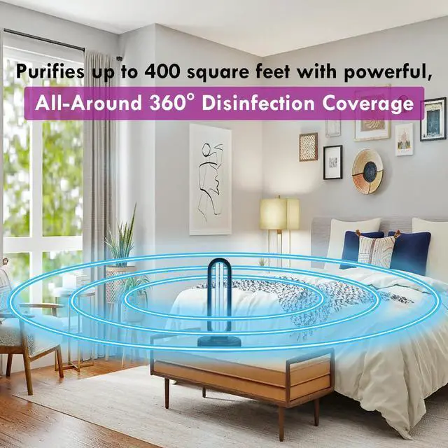 Alt view image 4 of 7 - Tower - UV Light Sanitizer & Ultraviolet Lamp with Remote Control (UV-C Cleaner for Home, Room, Office | 38W UVC Disinfection Bulb Kill Germs, Bacteria, Virus, Dust USA) by DT