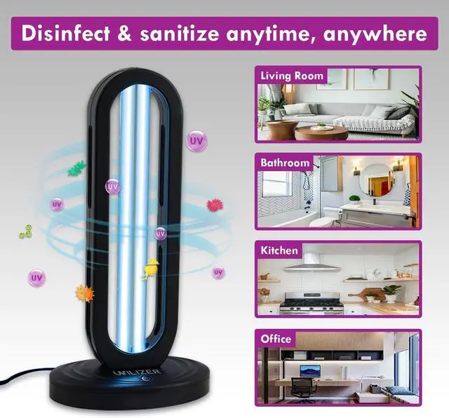 Alt view image 5 of 7 - Tower - UV Light Sanitizer & Ultraviolet Lamp with Remote Control (UV-C Cleaner for Home, Room, Office | 38W UVC Disinfection Bulb Kill Germs, Bacteria, Virus, Dust USA) by DT