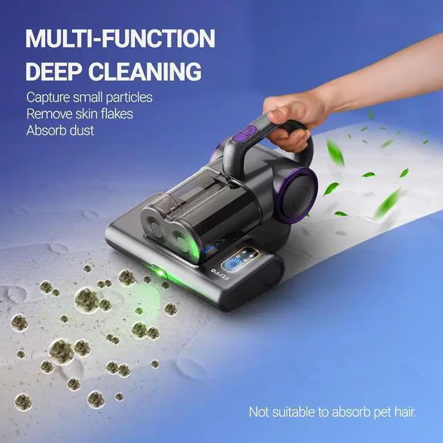 Alt view image 6 of 7 - Mattress Vacuum Cleaner, 16Kpa Bed Cleaner with 253.7nm UV-C Light, 140°F Heat, HEPA Filter & Ultrasonic, Versatile Handheld Vacuums for Bed, Sofa, Couch, Crib(Corded, 500W) by DT