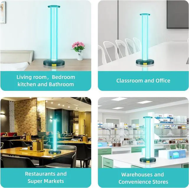 Alt view image 4 of 7 - 100W UV Light, Ultraviolet Lamp Purifier for Whole Room & House, Ozone-Free, Home Disinfection Device with 3-Gear Timer Remote Control, UVC Lights, Purification Bathroom, Toilet, Office by DT