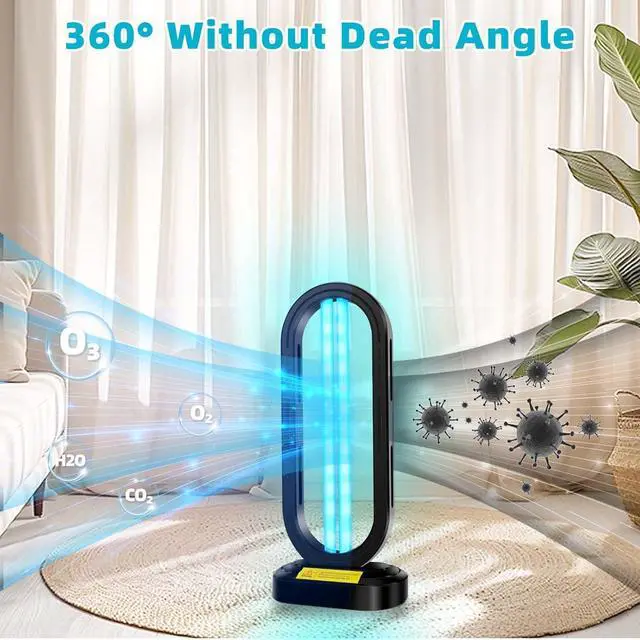 Alt view image 3 of 7 - UV Light Sanitizer,4-Speed Timing and Remote Control UVC Home Disinfection Device,Portable Ultraviolet Sanitizer for Dust Mites,UV Lamp Whole Room,Black by DT