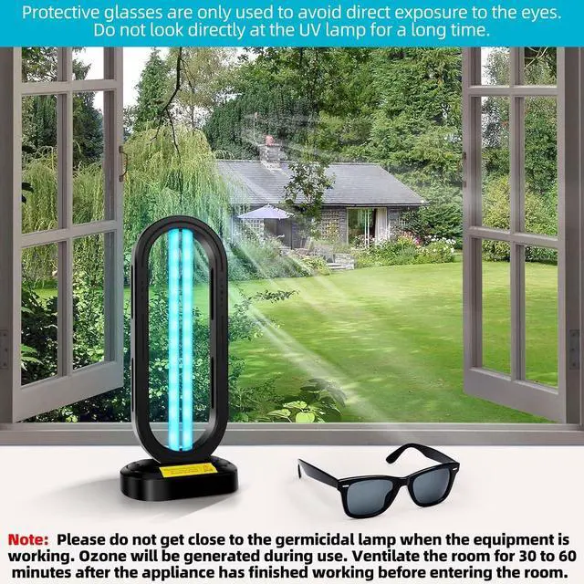 Alt view image 5 of 7 - UV Light Sanitizer,4-Speed Timing and Remote Control UVC Home Disinfection Device,Portable Ultraviolet Sanitizer for Dust Mites,UV Lamp Whole Room,Black by DT