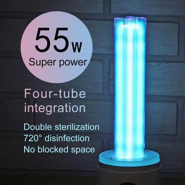 Alt view image 2 of 7 - UV Light Sanitizer, 55w 254nm UVC Lamp for Room Surface Disinfection, Kills Bacteria Molds Dust Mites up to 750 sqft, Home/School/Hotel/Travel, 1Y Warranty (Blue Ozone Free) by DT