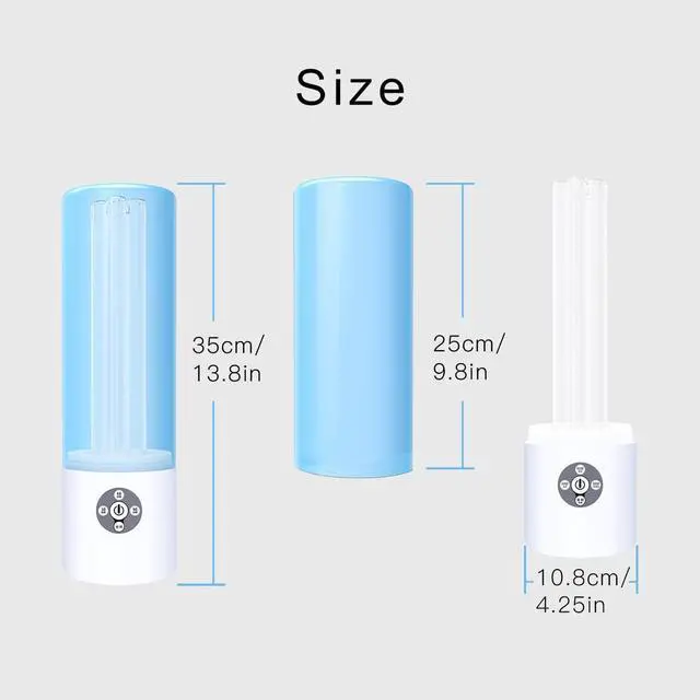 Alt view image 5 of 7 - UV Light Sanitizer, 55w 254nm UVC Lamp for Room Surface Disinfection, Kills Bacteria Molds Dust Mites up to 750 sqft, Home/School/Hotel/Travel, 1Y Warranty (Blue with Ozone) by DT