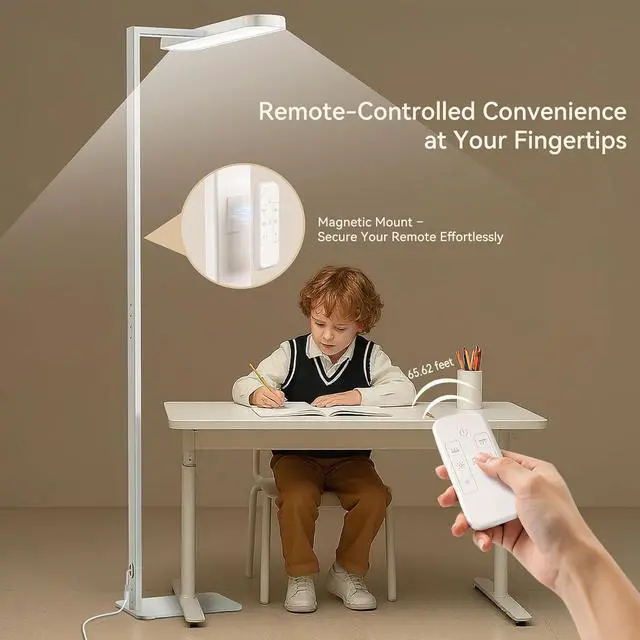 Alt view image 4 of 7 - Floor Lamp, 7 Brightness Lls Eye-Ca Remote-Control 70'' Led Reading 4000K, 9,000LM Standing Lamp Suitable for Living Room, Office, Conference Study, and Piano Room by DT