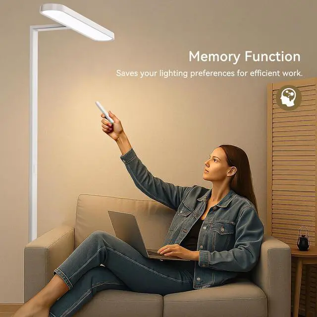 Alt view image 6 of 7 - Floor Lamp, 7 Brightness Lls Eye-Ca Remote-Control 70'' Led Reading 4000K, 9,000LM Standing Lamp Suitable for Living Room, Office, Conference Study, and Piano Room by DT