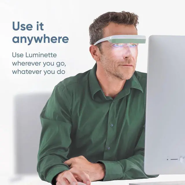 Alt view image 4 of 7 - 3 Light Therapy Glasses - Wearable Lamp Natural Relief for Sleep Problems, Seasonal Mood Disorders & Jet lag Portable  (Green) by DT