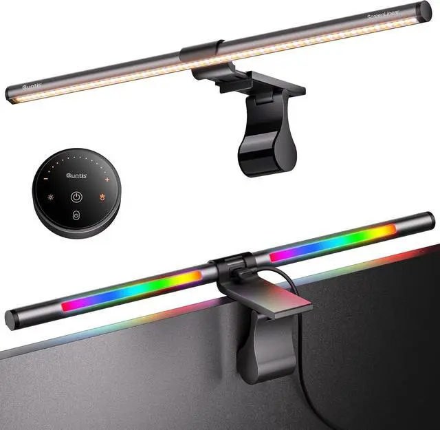Main image of RGB Pro+ Monitor Light Bar with Remote, 15 Modes Gaming Backlight, 4 Colors & Brightness Dimmable Fronlight, 20" Ra95 Eye-Care USB Reading Lamp, No Glare, Upgraded Clip for All by DT