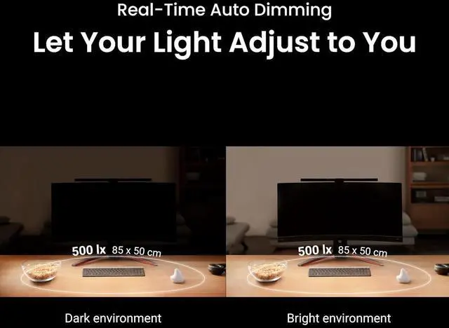 Alt view image 6 of 7 - ScreenBar Pro LED Monitor Light (Black)/Ultrawide Ilnation/Motion Sensor/Adjustable Brightness and Color Temperature/Eye-Care Bar/No Screen Glare/Space Saving/Curved Monitors/USB-C by DT