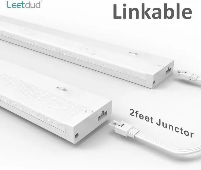 Alt view image 4 of 7 - LED Under Cabinet Lighting Hardwired or Plug in, 18 Inch 9W, Dimmable 5 Color 2700K/3000K/3500K/4000K/5000K, Linkable Eyes Care Design Counter Lights for Kitchen, Sink, ETL Listed, White by DT