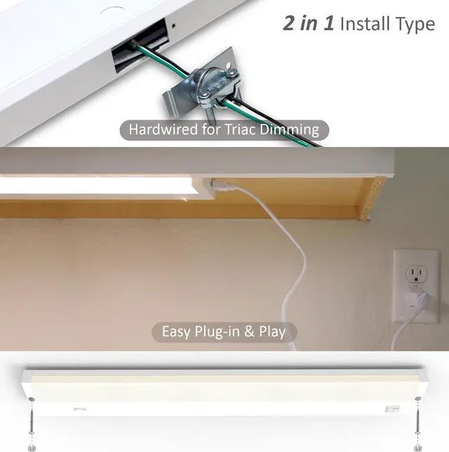 Alt view image 6 of 7 - LED Under Cabinet Lighting Hardwired or Plug in, 18 Inch 9W, Dimmable 5 Color 2700K/3000K/3500K/4000K/5000K, Linkable Eyes Care Design Counter Lights for Kitchen, Sink, ETL Listed, White by DT