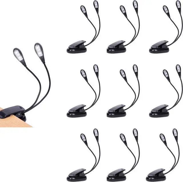 Main image of 10 Pack Music Stand Lights - Musician Piano Light Clip On, USB & AAA Battery Powered, Eye Care Portable, LED Book Reading Lamp, 4 Brightness, Ideal for Orchestra, Sheet Music, Guitar (Dual Arm) by DT