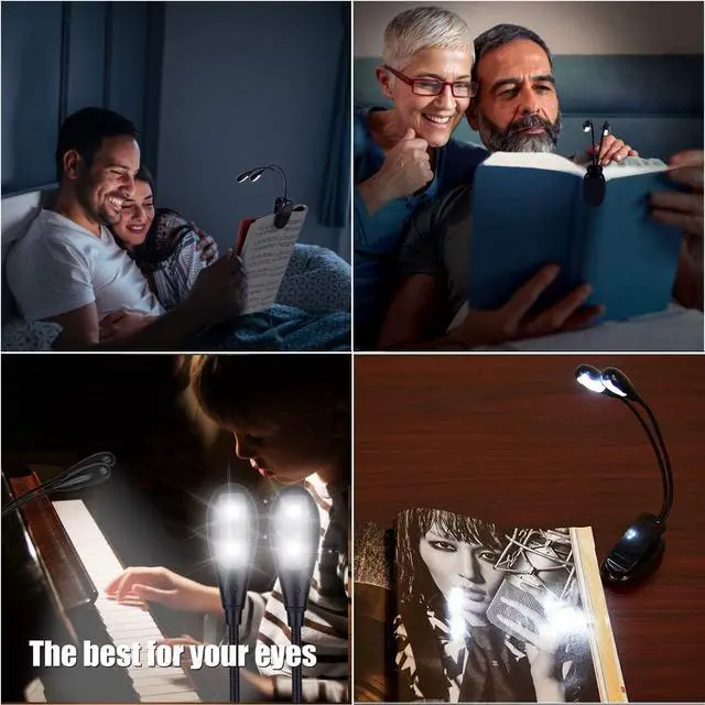 Alt view image 6 of 7 - 10 Pack Music Stand Lights - Musician Piano Light Clip On, USB & AAA Battery Powered, Eye Care Portable, LED Book Reading Lamp, 4 Brightness, Ideal for Orchestra, Sheet Music, Guitar (Dual Arm) by DT