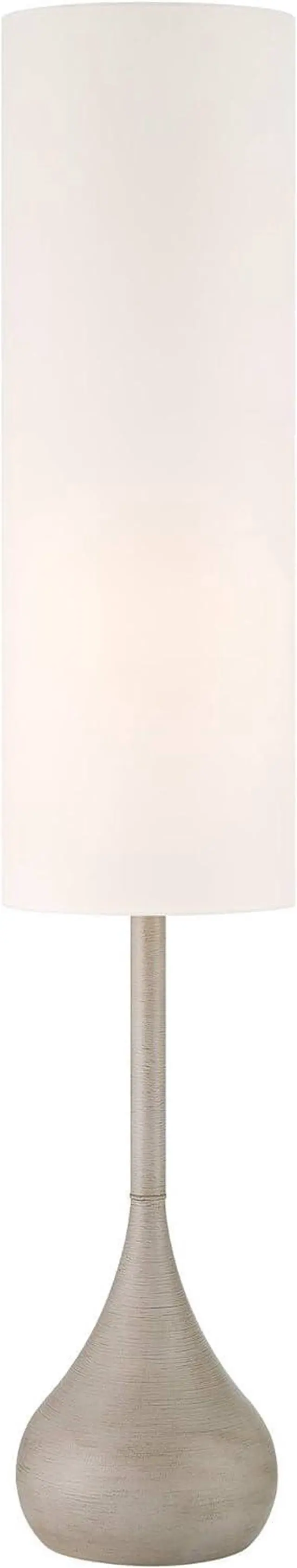 Alt view image 2 of 7 - Moderne Mid Century Modern 62" Tall Standing Floor Lamp Droplet Foot Switch Natural Gray Metal Living Room Bedroom House Reading Office Home Decor Entryway White Drum Shade by DT