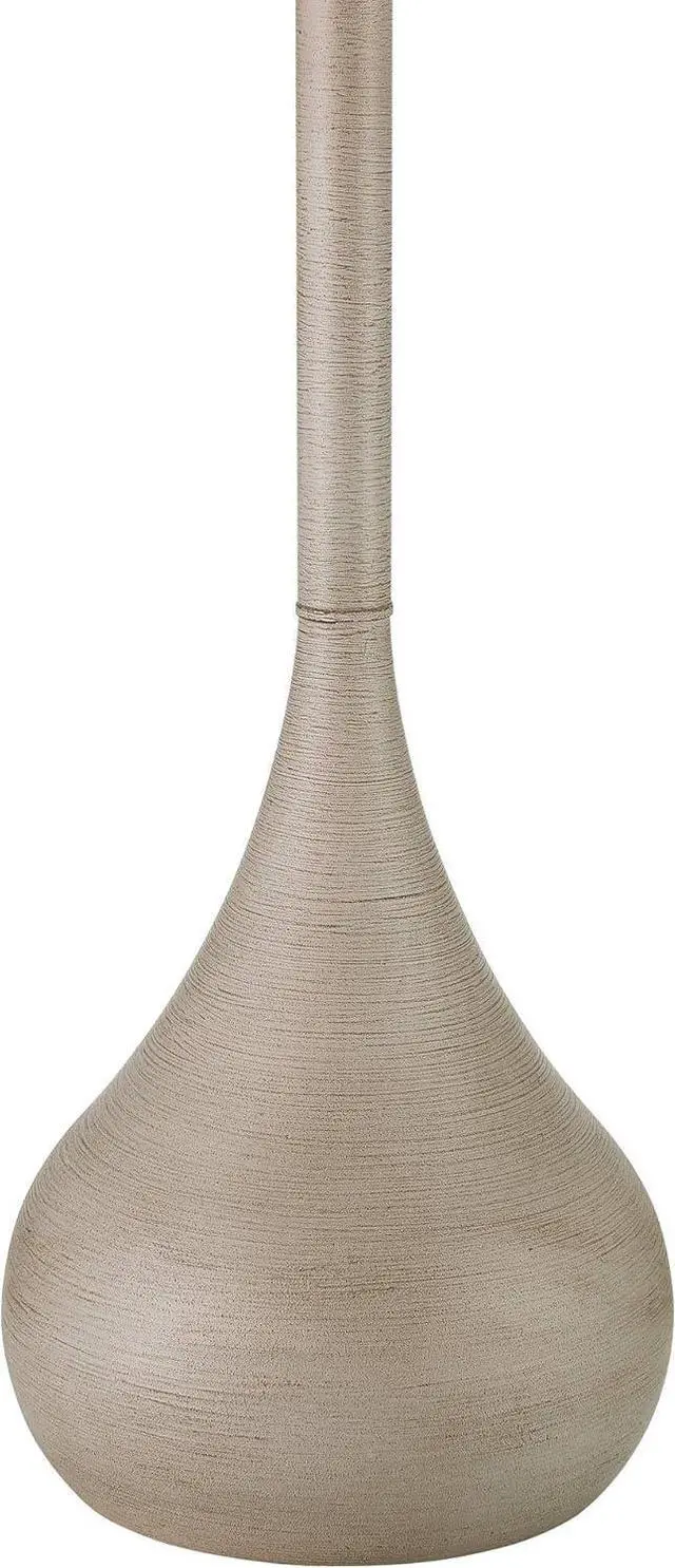 Alt view image 7 of 7 - Moderne Mid Century Modern 62" Tall Standing Floor Lamp Droplet Foot Switch Natural Gray Metal Living Room Bedroom House Reading Office Home Decor Entryway White Drum Shade by DT