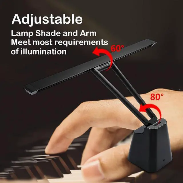 Alt view image 3 of 6 - Professional LED Piano Lamps for Upright - Lights with Ambient Light, Memory Function, Eye-Care, 5 Lls Color Temperatures, Dimming, Steady Base, Black by DT
