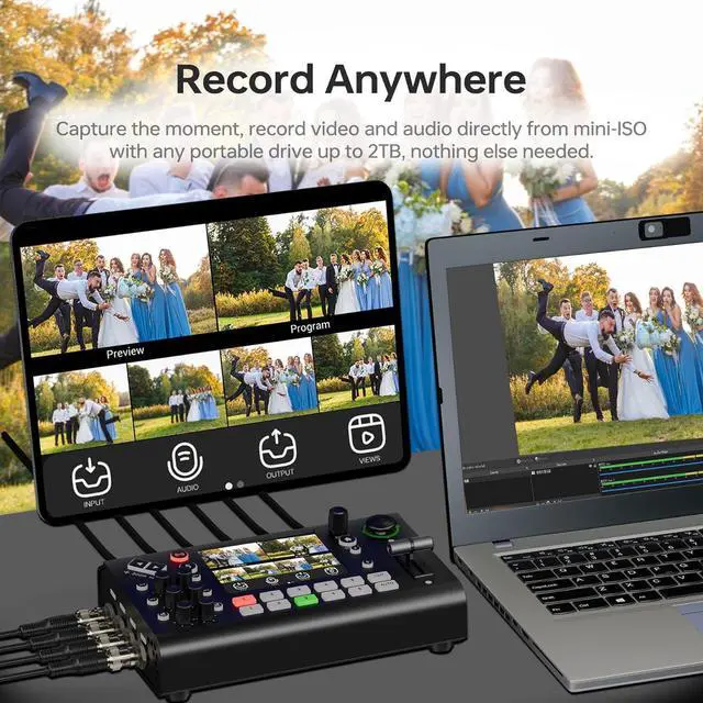 Alt view image 3 of 6 - mini-ISO Video Mixer Switcher, 10 Channel All-in-One Compact SDI and HDMI Live Stream with PTZ Camera Control, NDI HX Supported,Professional Streaming for by DT