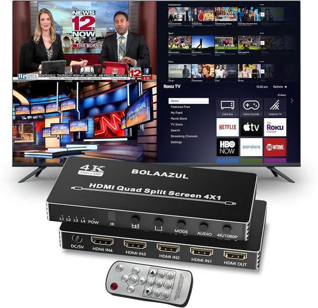 Main image of 4K HDMI Multiviewer Switch 4X1,  Quad Multi-Viewer 4 in 1 Out Switcher Split Screen Seamless Switching Port, 5 Viewing Modes, 1080P, for PS4 DVD Camera PC by DT
