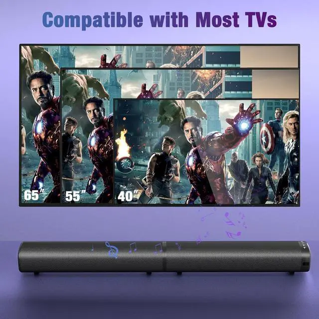 Alt view image 6 of 7 - Sound Bar, 100W Bar for Smart TV, Bluetooth 5.3 Soundbar, 2 in 1 Detachable Home Speaker Bass Effect, Theater Surround Sound, ARC/Optical/AUX/USB Connections, TV/PC/Projectors by DT