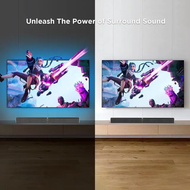 Alt view image 4 of 7 - Sound Bar for Smart TV80W Detachable Bluetooth Soundbar with Powerful Bass, 2-in-1 Home Theater Audio System, ARC/Optical/AUX Connectivity TV/PC/Laptop/Game Console by DT