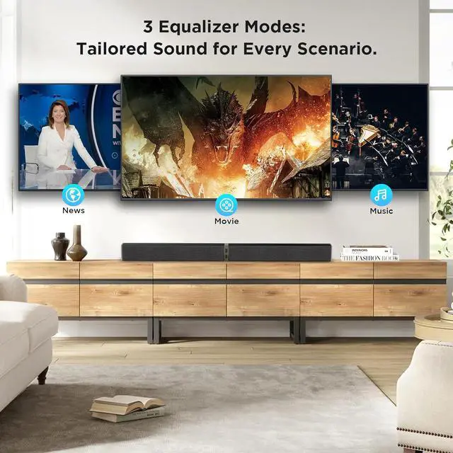 Alt view image 6 of 7 - Sound Bar for Smart TV80W Detachable Bluetooth Soundbar with Powerful Bass, 2-in-1 Home Theater Audio System, ARC/Optical/AUX Connectivity TV/PC/Laptop/Game Console by DT