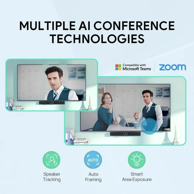 Alt view image 3 of 7 - UVC40 E2 USB Conference Room Camera System 4K Video 120° Wide-Angle Lens 8 Microphone 5W High-Fidelity Speaker Auto Framing Tracking Compatible with Microsoft, Zoom by DT