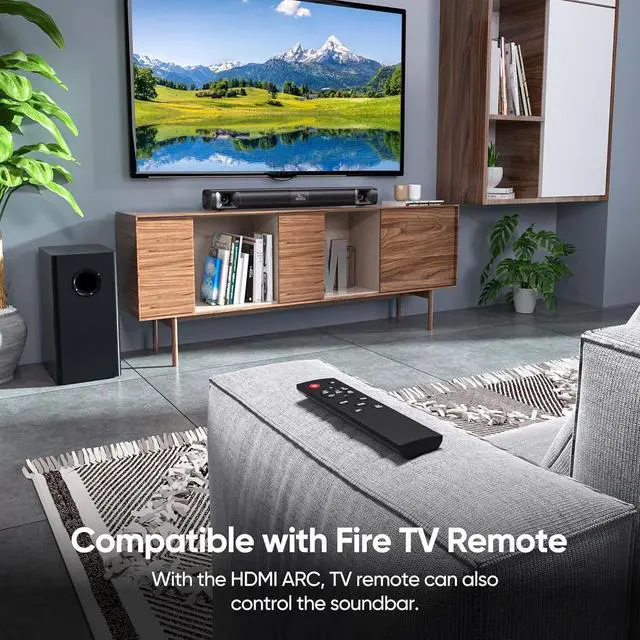 Alt view image 4 of 7 - Sound Bar for Smart TV with Subwoofer, 100W Detachable Soundbar Home Theater Surround System Horn Tweeter, Adjustable Bass and HDMI-ARC/Bluetooth Optical/AUX/Connection by DT