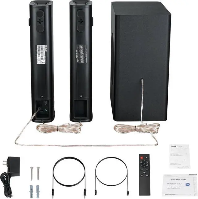 Alt view image 7 of 7 - Sound Bar for Smart TV with Subwoofer, 100W Detachable Soundbar Home Theater Surround System Horn Tweeter, Adjustable Bass and HDMI-ARC/Bluetooth Optical/AUX/Connection by DT