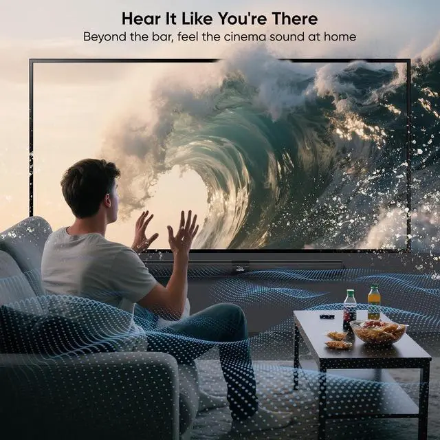 Alt view image 4 of 6 - Sound Bar for Smart TV, 31-inch 80W Soundbar with Crystal-Clear Vocals and Bluetooth 5.3/TV-ARC/Optical/AUX Input, 2 in 1 Detachable Surround System TV/PC/Gaming/Projectors by DT