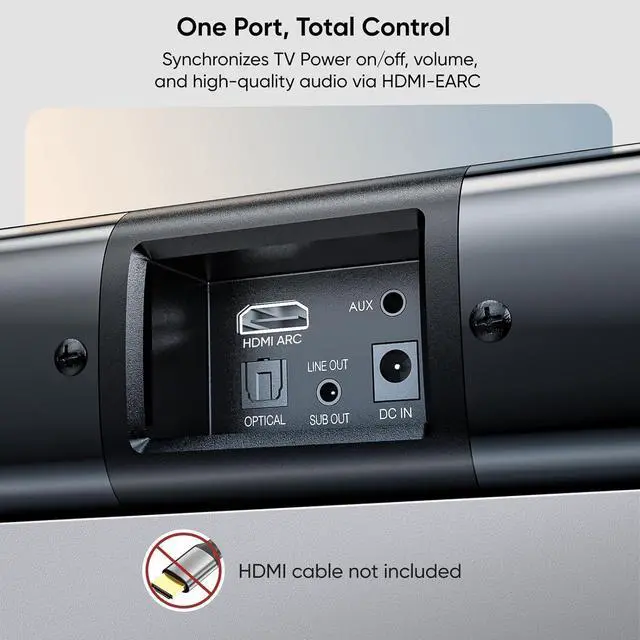 Alt view image 6 of 6 - Sound Bar for Smart TV, 31-inch 80W Soundbar with Crystal-Clear Vocals and Bluetooth 5.3/TV-ARC/Optical/AUX Input, 2 in 1 Detachable Surround System TV/PC/Gaming/Projectors by DT