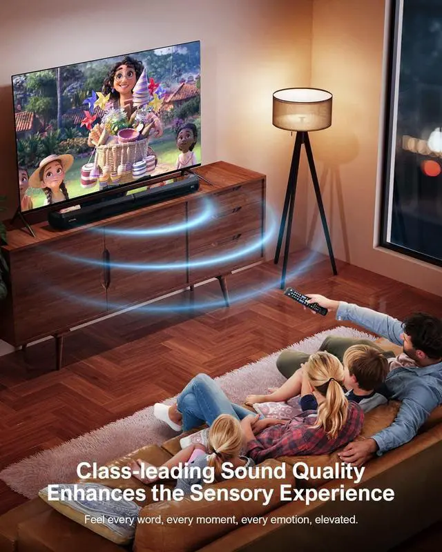 Alt view image 3 of 7 - 2.2ch Sound Bar for Smart TV, Peak Power 100W, 2-in-1 Detachable App, Bluetooth 5.3 TV Soundbar, 3 EQ Modes, BassMX Technology, HDMI-ARC/Opt/AUX, Apollo S40, 2025 Upgraded by DT