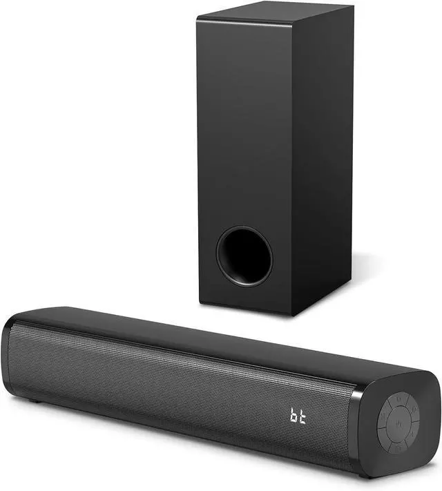 Main image of Sound Bar for Smart TV with Wired Subwoofers, 2.1 Channel Small Speakers Colorful Backlight, Home Theater Surround System, Bluetooth 5.3 / Optical/AUX Connectivity by DT