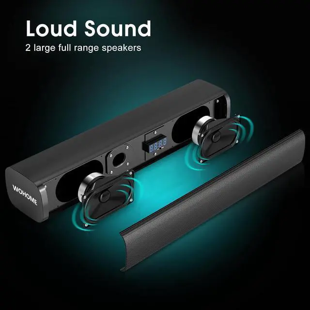Alt view image 2 of 7 - Sound Bar for Smart TV with Wired Subwoofers, 2.1 Channel Small Speakers Colorful Backlight, Home Theater Surround System, Bluetooth 5.3 / Optical/AUX Connectivity by DT