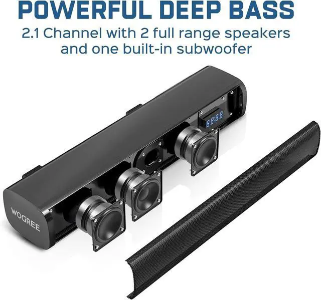 Alt view image 2 of 7 - 2.1ch Sound Bar for Smart TV with 6 Lls Voice ment, Built-in Subwoofer, 16 Inches Bluetooth 5.3 Soundbar Speakers ARC/Optical/AUX/USB Connection by DT