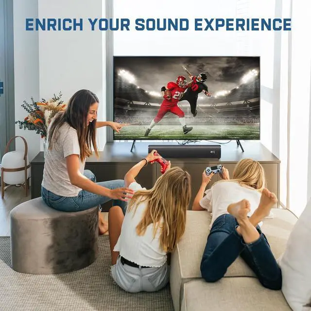 Alt view image 5 of 7 - 2.1ch Sound Bar for Smart TV with 6 Lls Voice ment, Built-in Subwoofer, 16 Inches Bluetooth 5.3 Soundbar Speakers ARC/Optical/AUX/USB Connection by DT