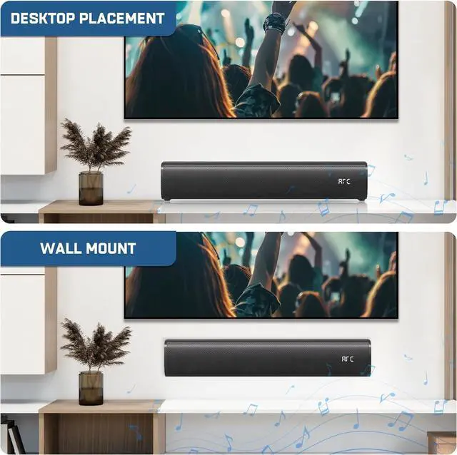 Alt view image 7 of 7 - 2.1ch Sound Bar for Smart TV with 6 Lls Voice ment, Built-in Subwoofer, 16 Inches Bluetooth 5.3 Soundbar Speakers ARC/Optical/AUX/USB Connection by DT